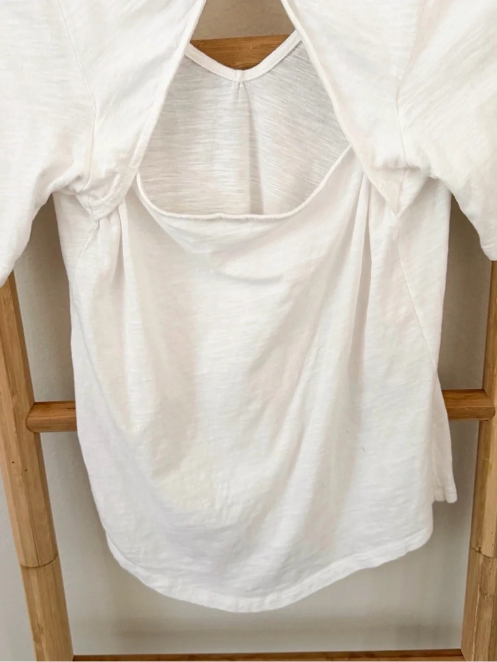 Meadow Rue Anthropologie White Bow Back Tee Puff Sleeve Top Size Small